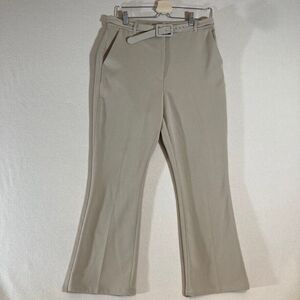 & Other Stories Trousers Sz 8 Beige Tailored Belted Flared Professional Pant‎